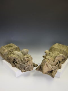 Antique Victorian Gothic Revival Limestone Corbels – Lion & Ox