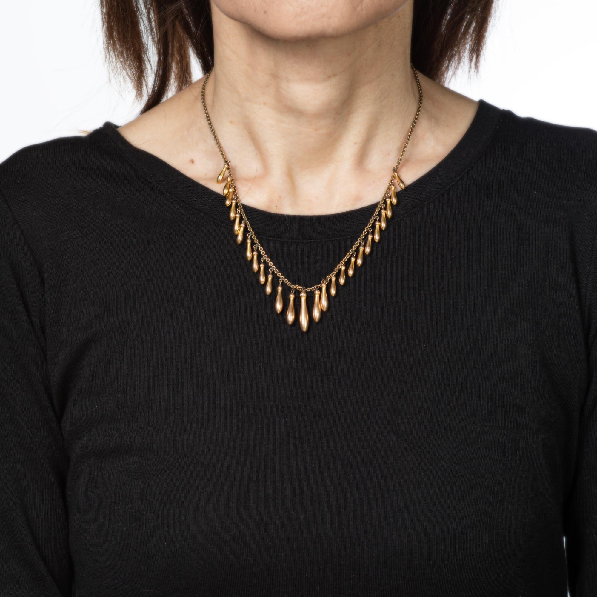 Antique Victorian Graduated Fringe Necklace 10k Rose Gold 16