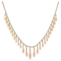 Antique Victorian Graduated Fringe Necklace 10k Rose Gold 16" Choker Jewelry