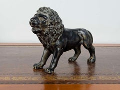 Antike viktorianische Zinnskulptur eines Löwen aus der Zeit der Grand Tour, Mitte des 19. Jahrhunderts