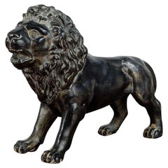 Antike viktorianische Zinnskulptur eines Löwen aus der Zeit der Grand Tour, Mitte des 19. Jahrhunderts