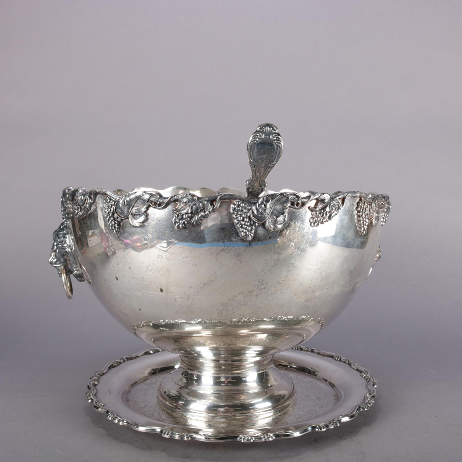 silverplate punch bowl and cups