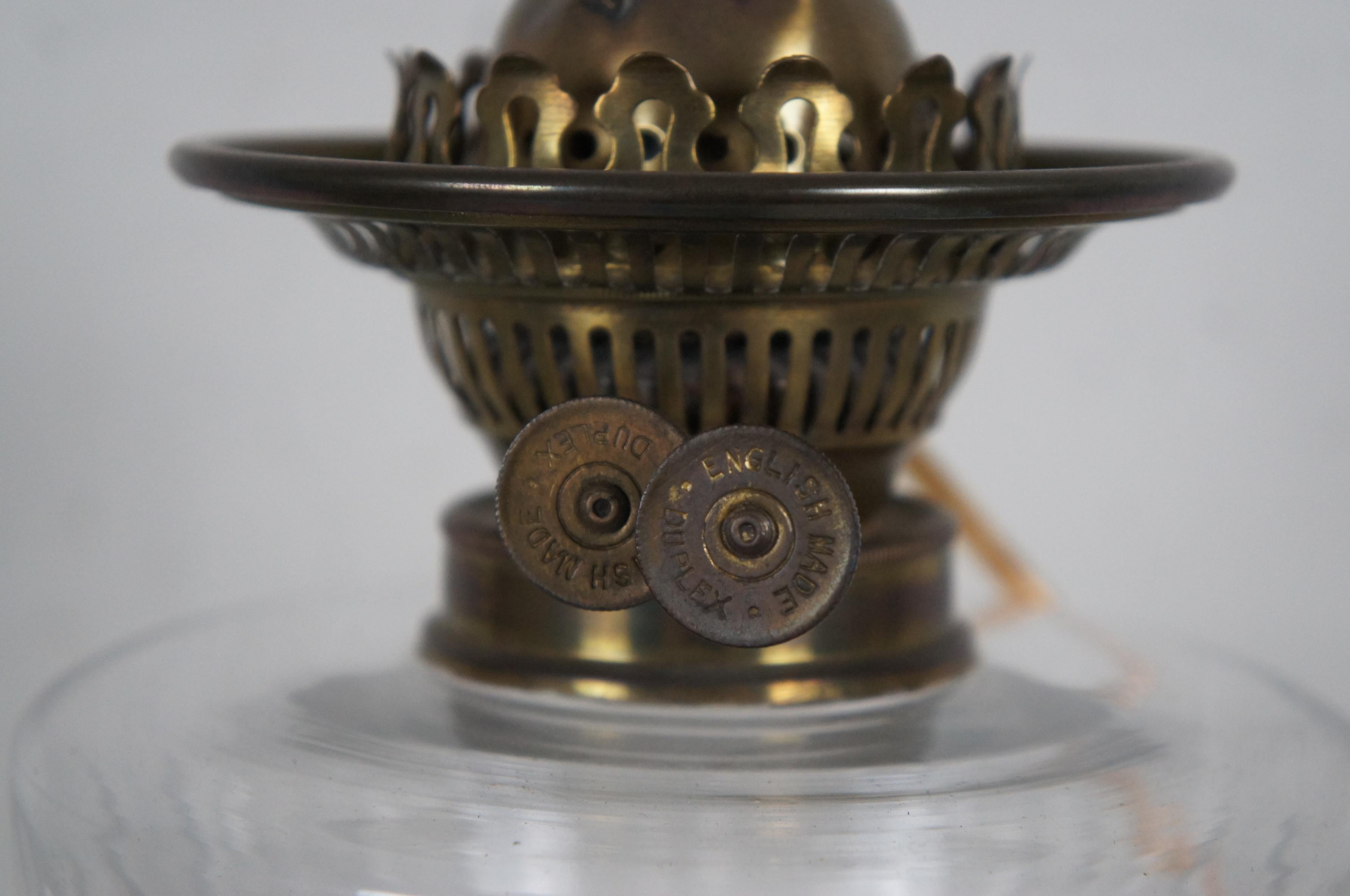 Brass Antique Victorian Green Glass GWTW Parlor Banquet Hurricane Oil Lantern Lamp 31