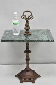 Antique Victorian Green Marble Cast Iron Pedestal Base Smoking Stand Side Table