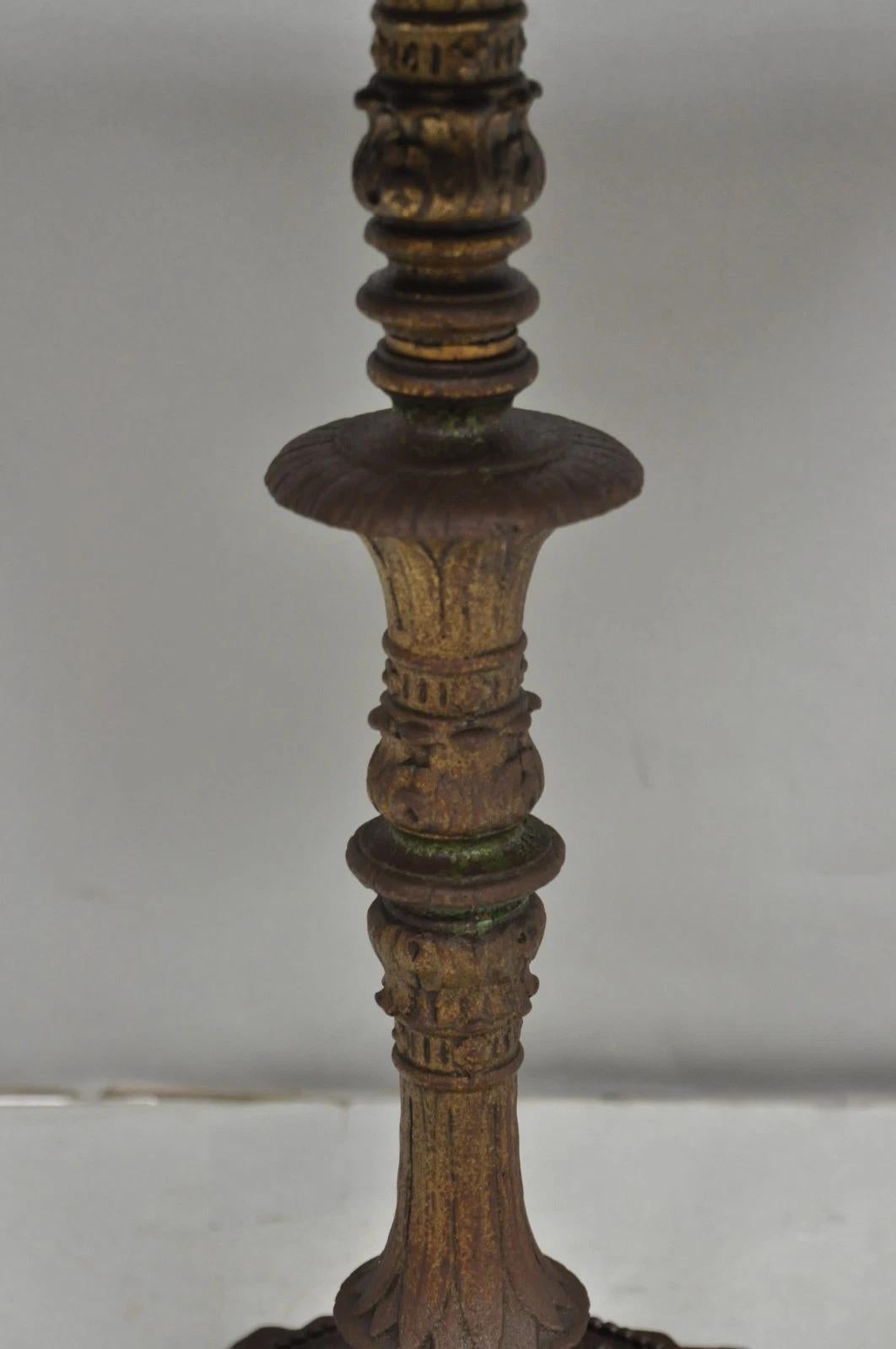 XIXe siècle Antique Victorian Green Marble Cast Iron Pedestal Base Smoking Stand Side Table en vente