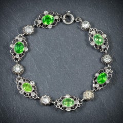 Antique Victorian Green Paste Silver circa 1900 Bracelet