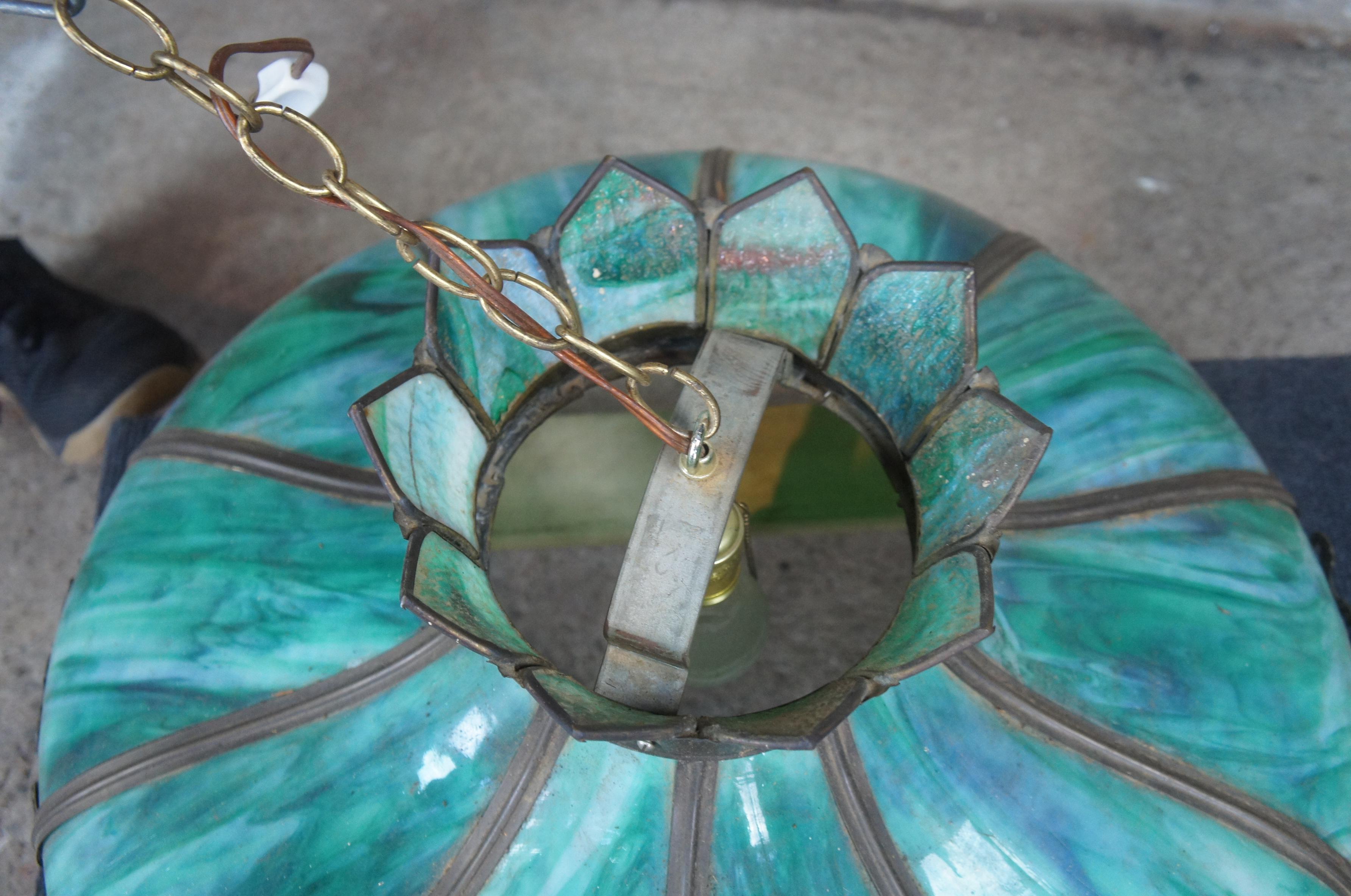 vintage green glass swag lamp