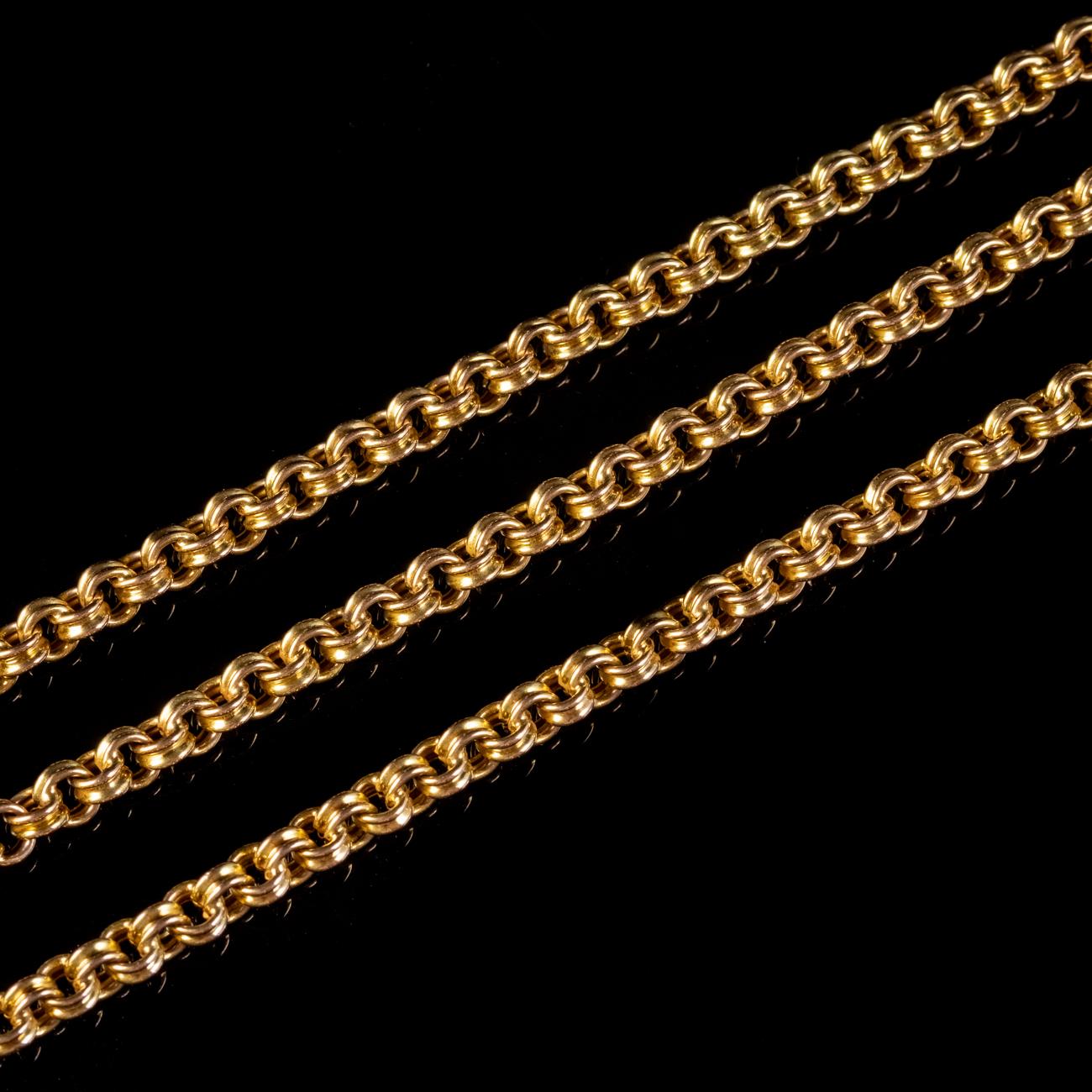 Antike viktorianische Garderobenkette aus 15 Karat Gold, um 1900 im Angebot 1