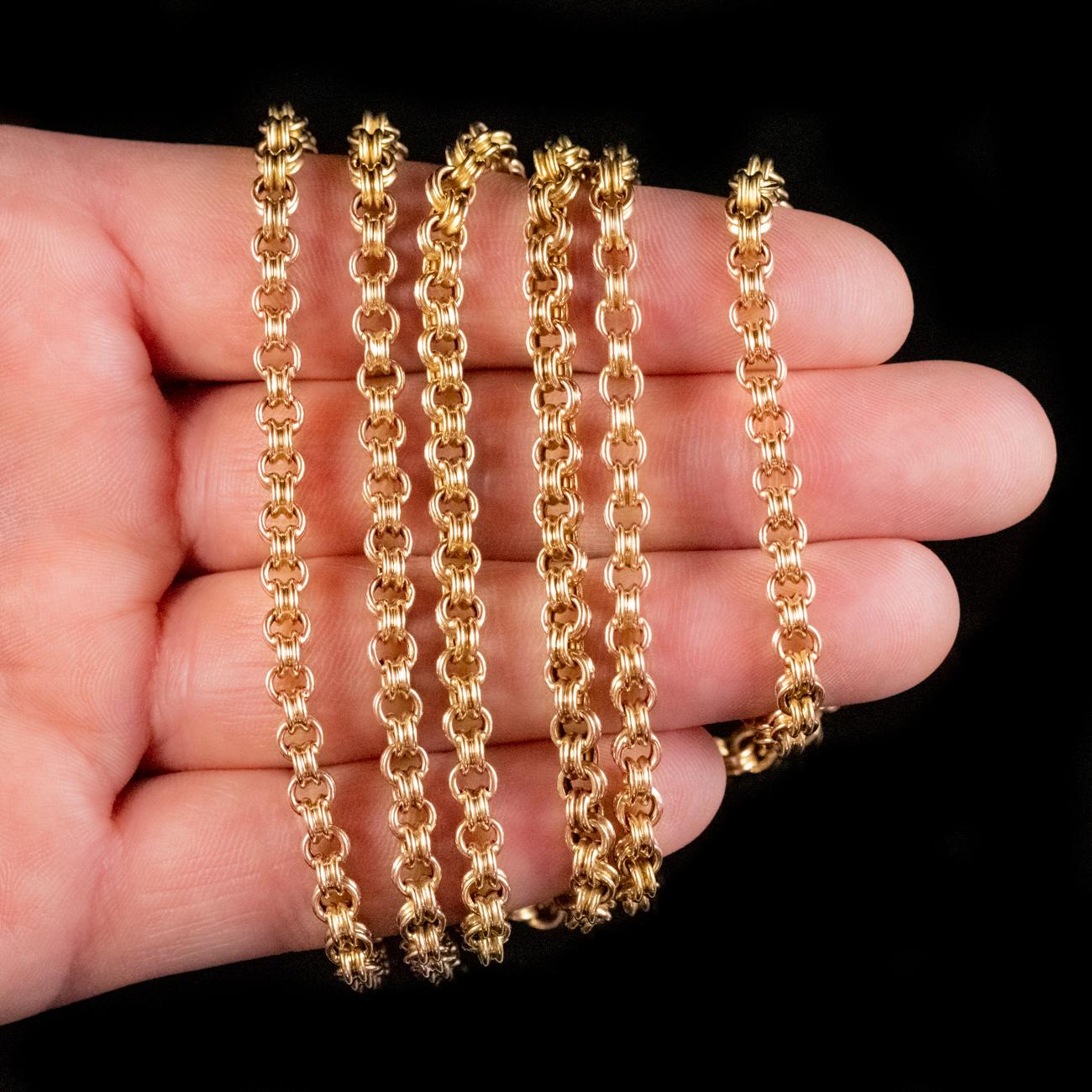 Antike viktorianische Garderobenkette aus 15 Karat Gold, um 1900 im Angebot 2
