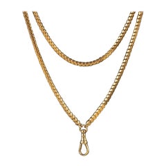 Antique Victorian Guard Chain 18 Carat Gold Silver Necklace, circa 1880