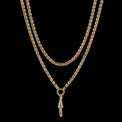 Antique Victorian Guard Chain 18 Carat Gold on Silver Link Necklace, circa 1880