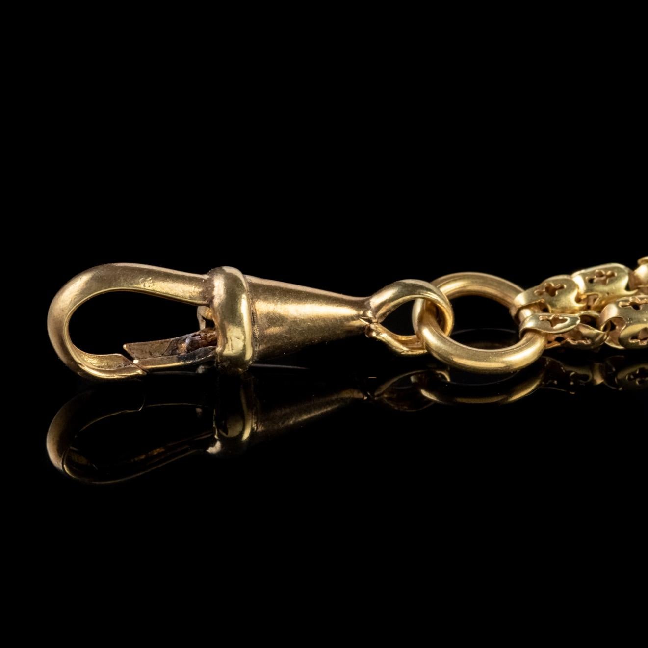 Antique Victorian Guard Chain 18 Carat Gold on Silver Link Necklace, circa 1880 In Good Condition For Sale In Lancaster, Lancashire