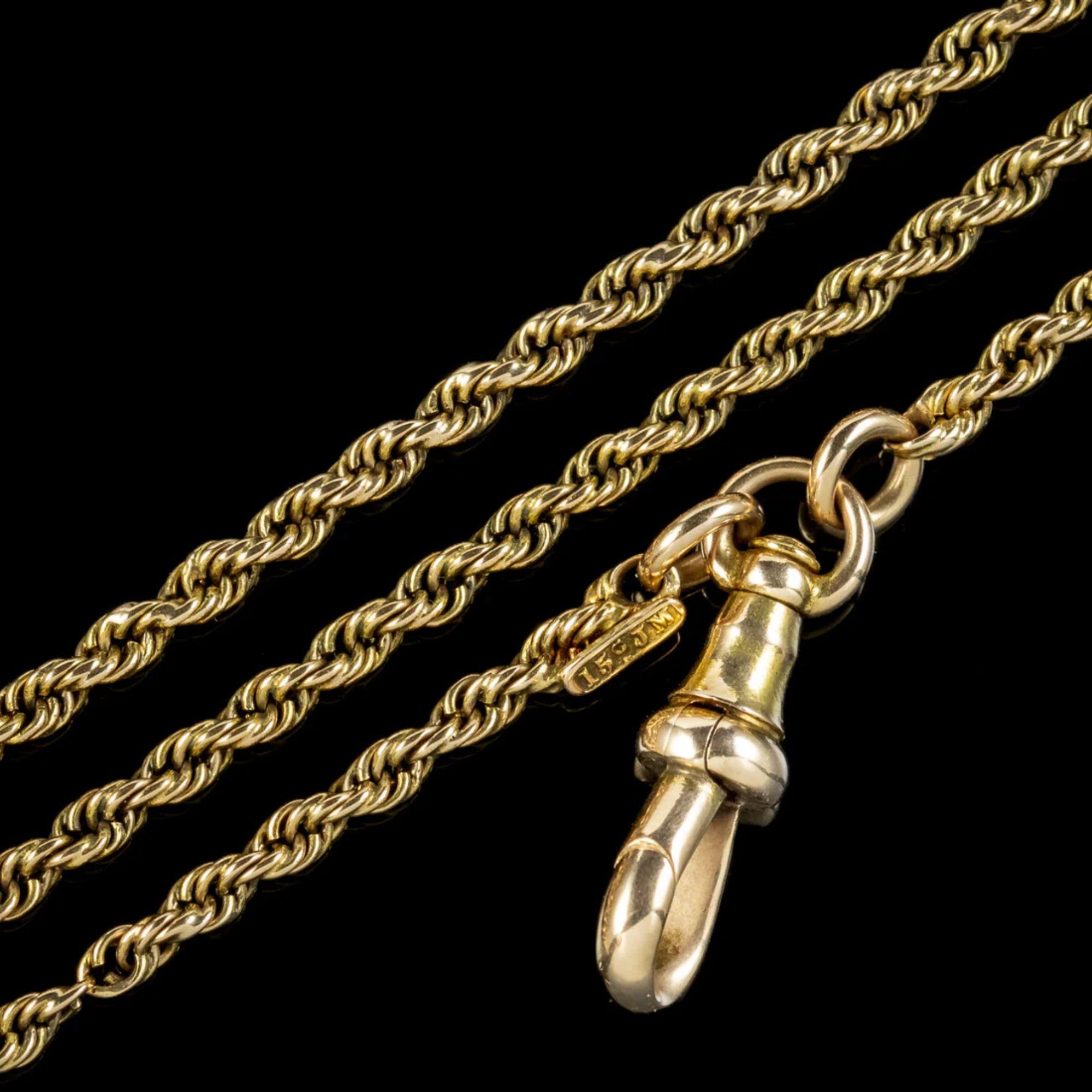 Women's Antique Victorian Guard Chain in 15 Carat Gold For Sale