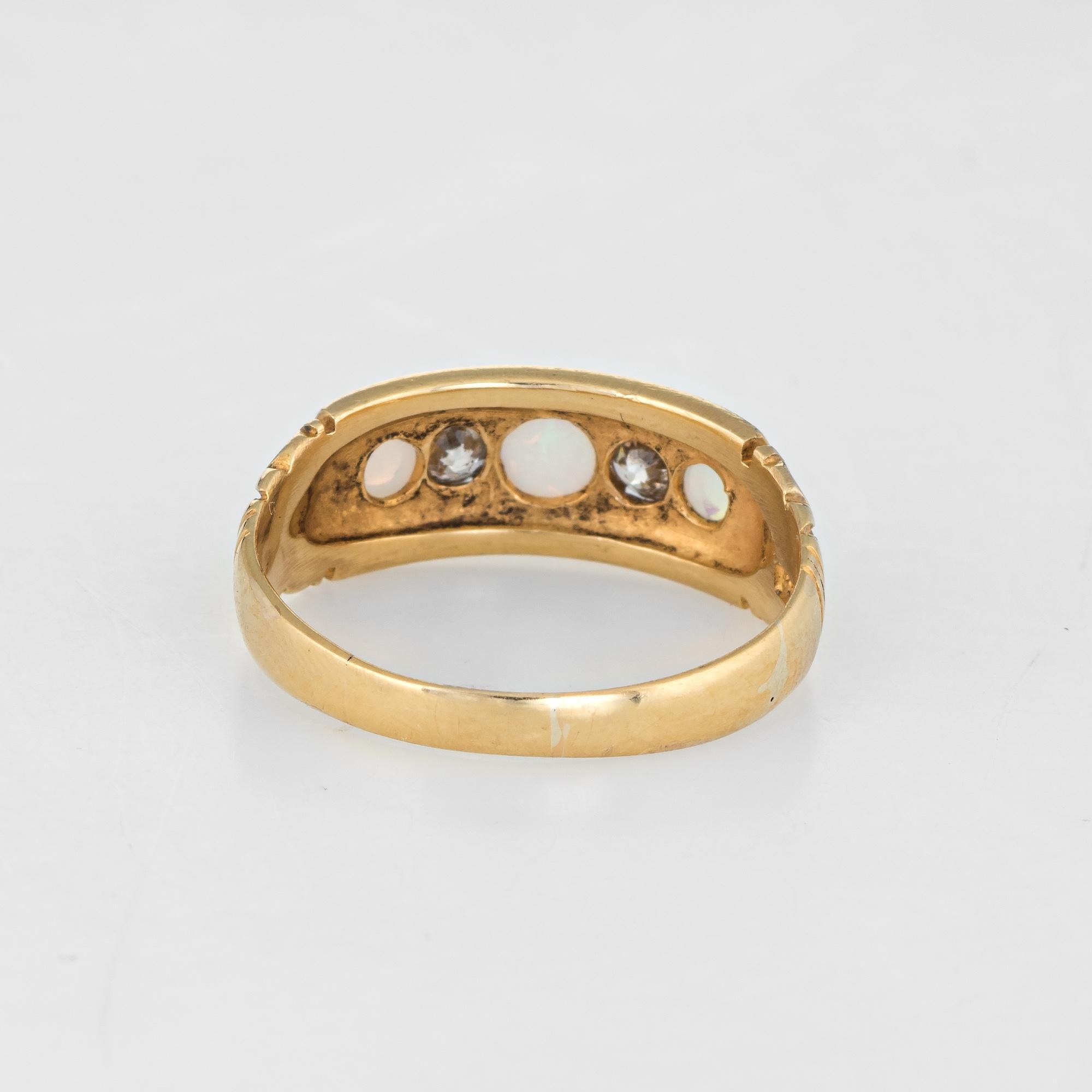 Antique Victorian Gypsy Ring Opal Diamond 18 Karat Gold Vintage Fine Jewelry 1