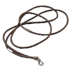 Antique Victorian Hairwork Long Chain, 9kt Gold, Mourning Necklace