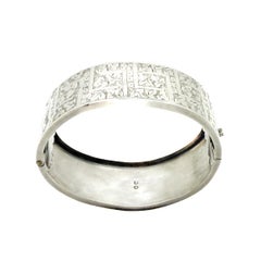 Antike viktorianische gestempelt Silber Efeublatt Armreif 1884