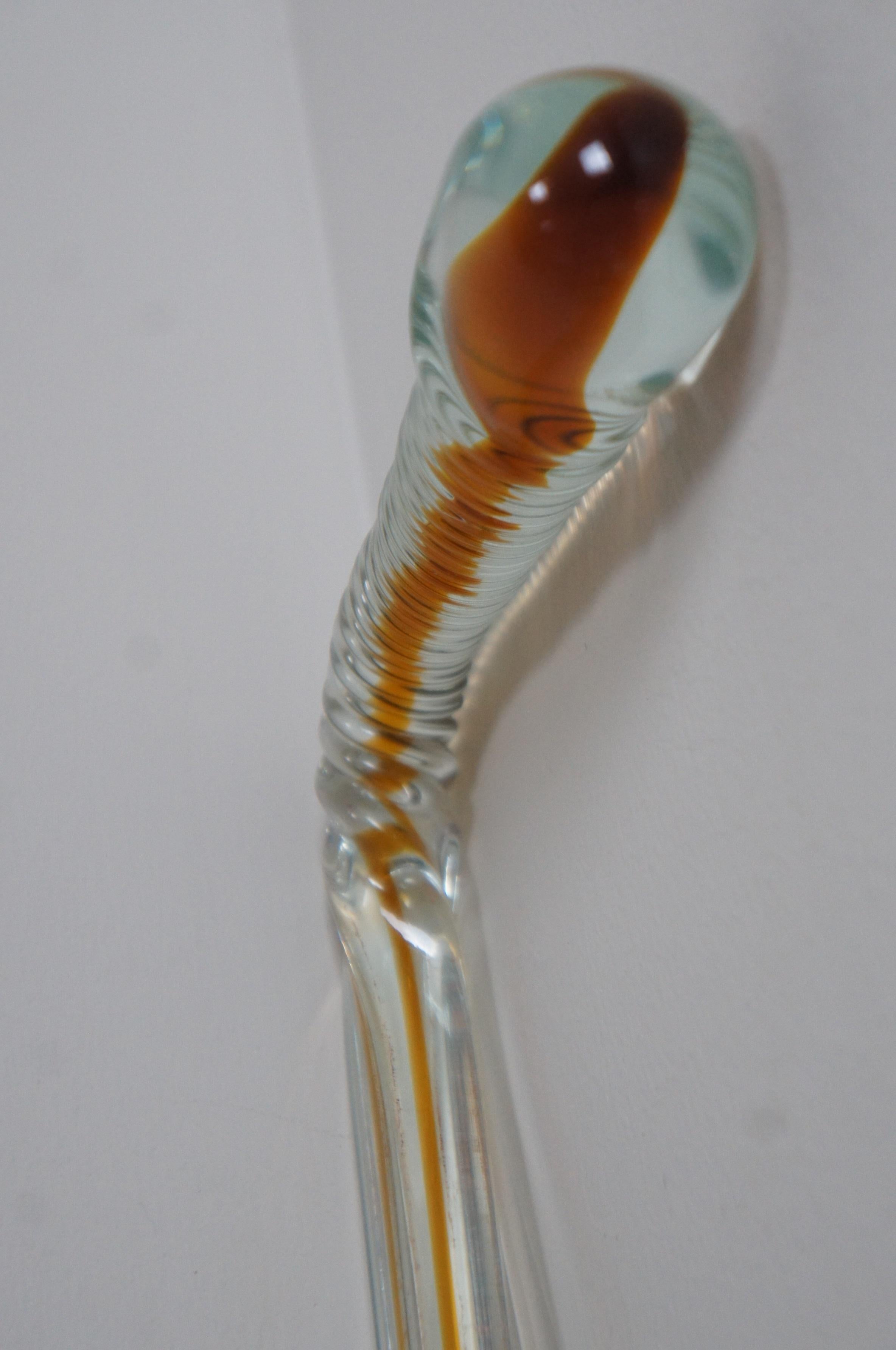 Antique Victorian Hand Blown Twisted Art Glass Walking Stick Parade Cane Amber 5