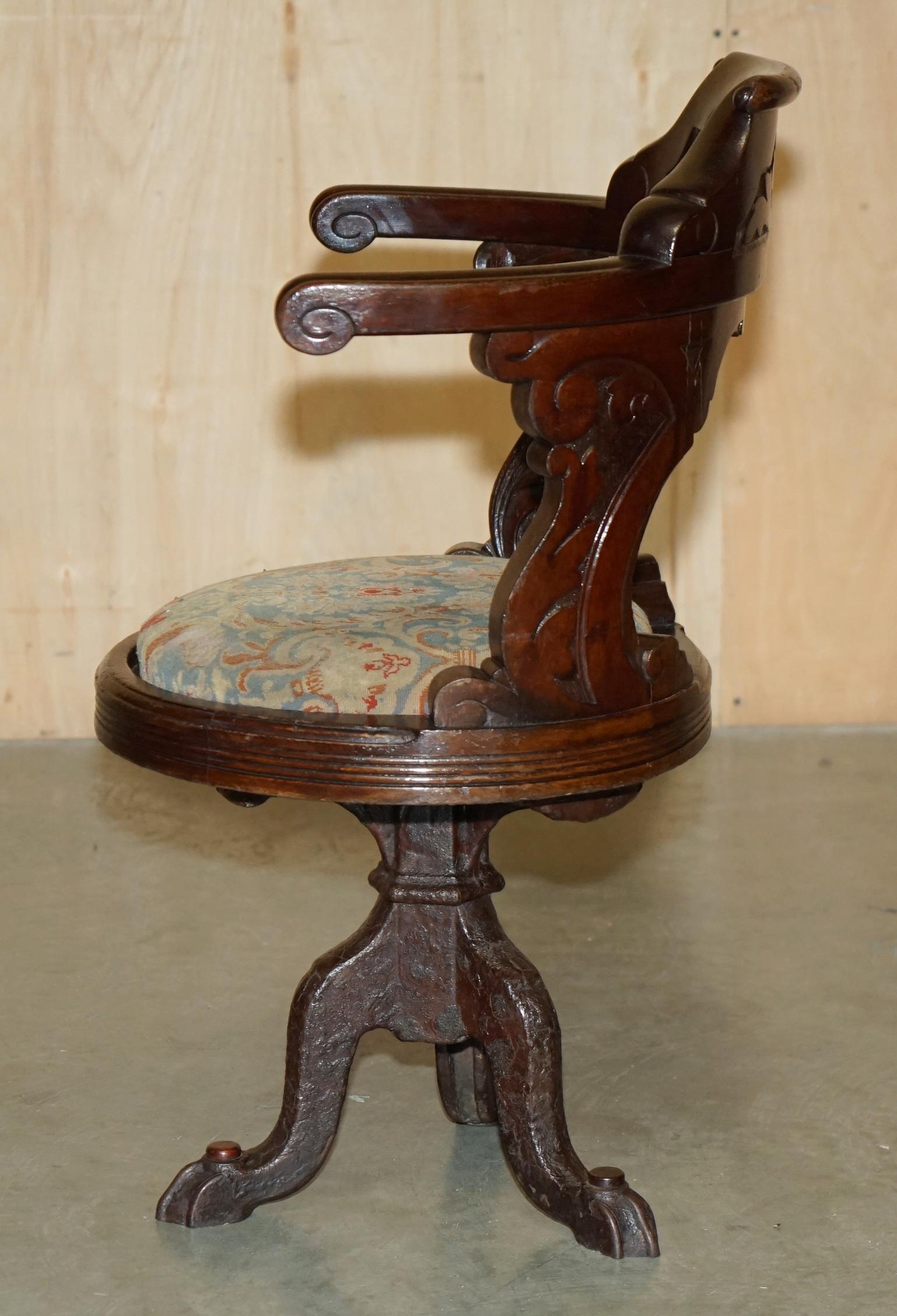 ANTIQUE FAUTEUIL DE TABLE VICTORIEN EN BOIS DUR, CARACTERE DE CAPITAINES DE BATEAU EN FER FORGE, TIRÉ A LA MAIN en vente 7