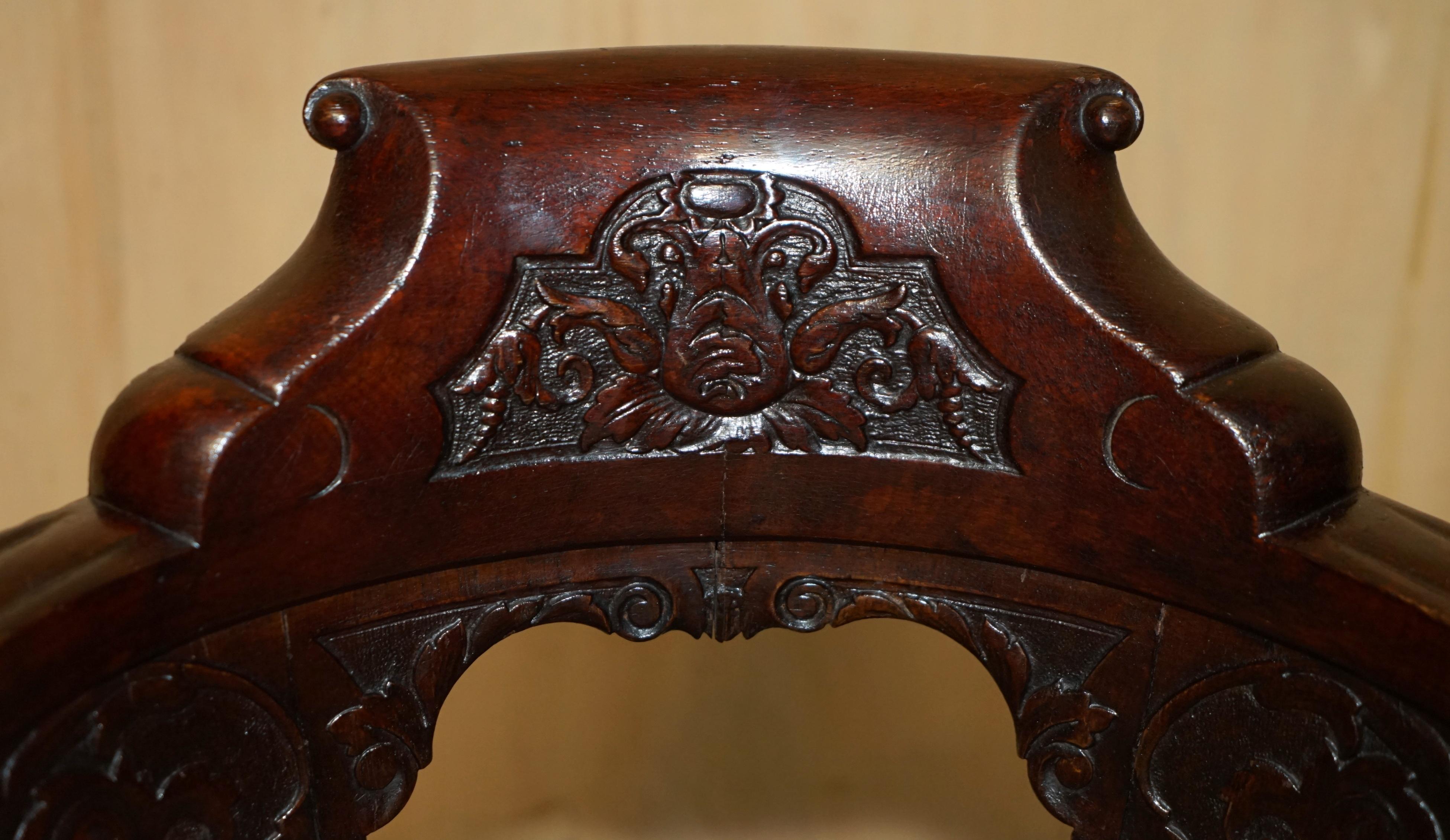 Anglais ANTIQUE FAUTEUIL DE TABLE VICTORIEN EN BOIS DUR, CARACTERE DE CAPITAINES DE BATEAU EN FER FORGE, TIRÉ A LA MAIN en vente