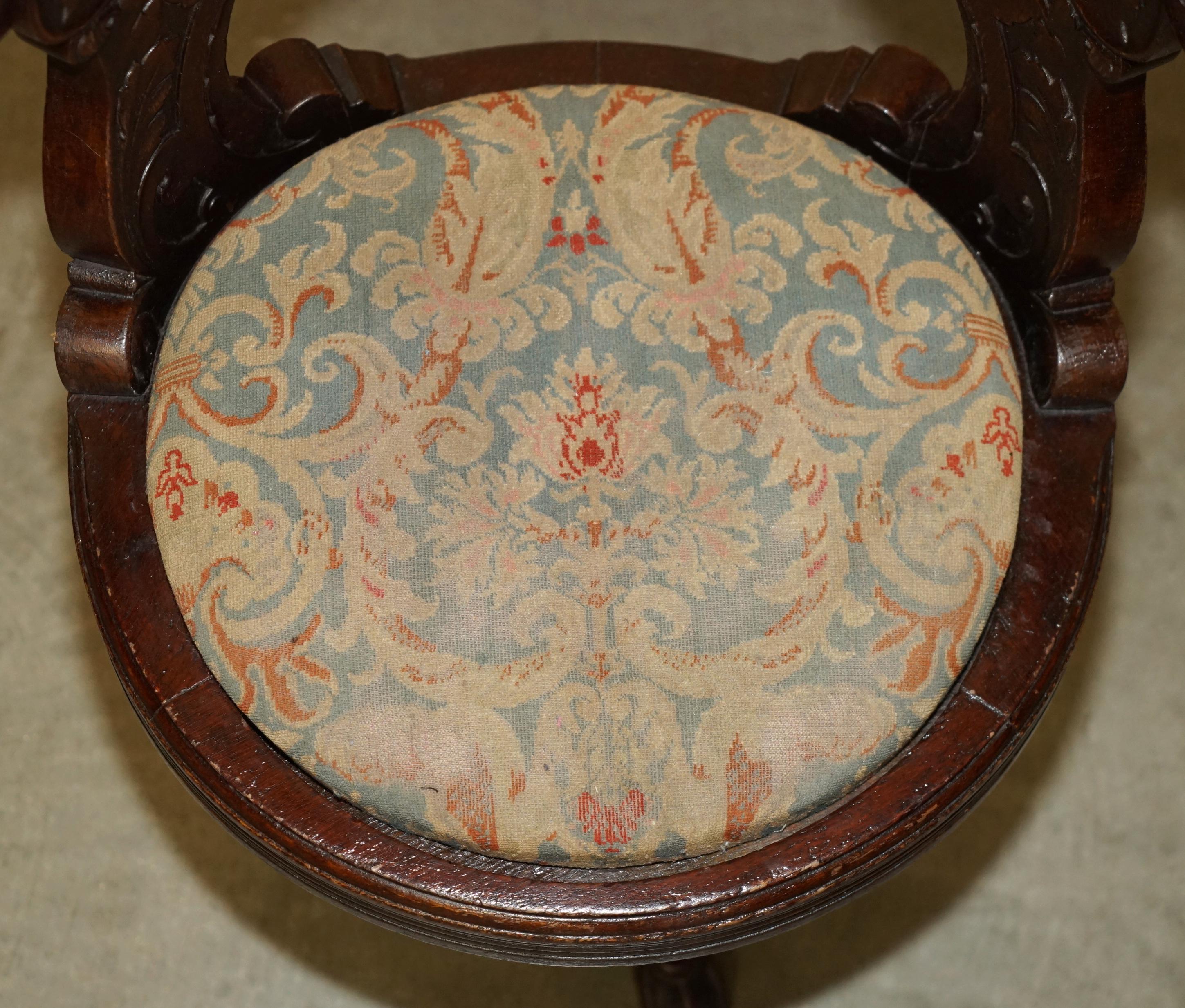 Milieu du XIXe siècle ANTIQUE FAUTEUIL DE TABLE VICTORIEN EN BOIS DUR, CARACTERE DE CAPITAINES DE BATEAU EN FER FORGE, TIRÉ A LA MAIN en vente