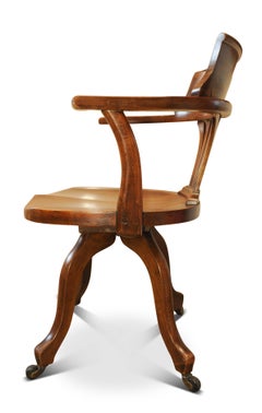 Antique Victorian Hand Crafted Mahogany Clerks Revolving Desk Chair
