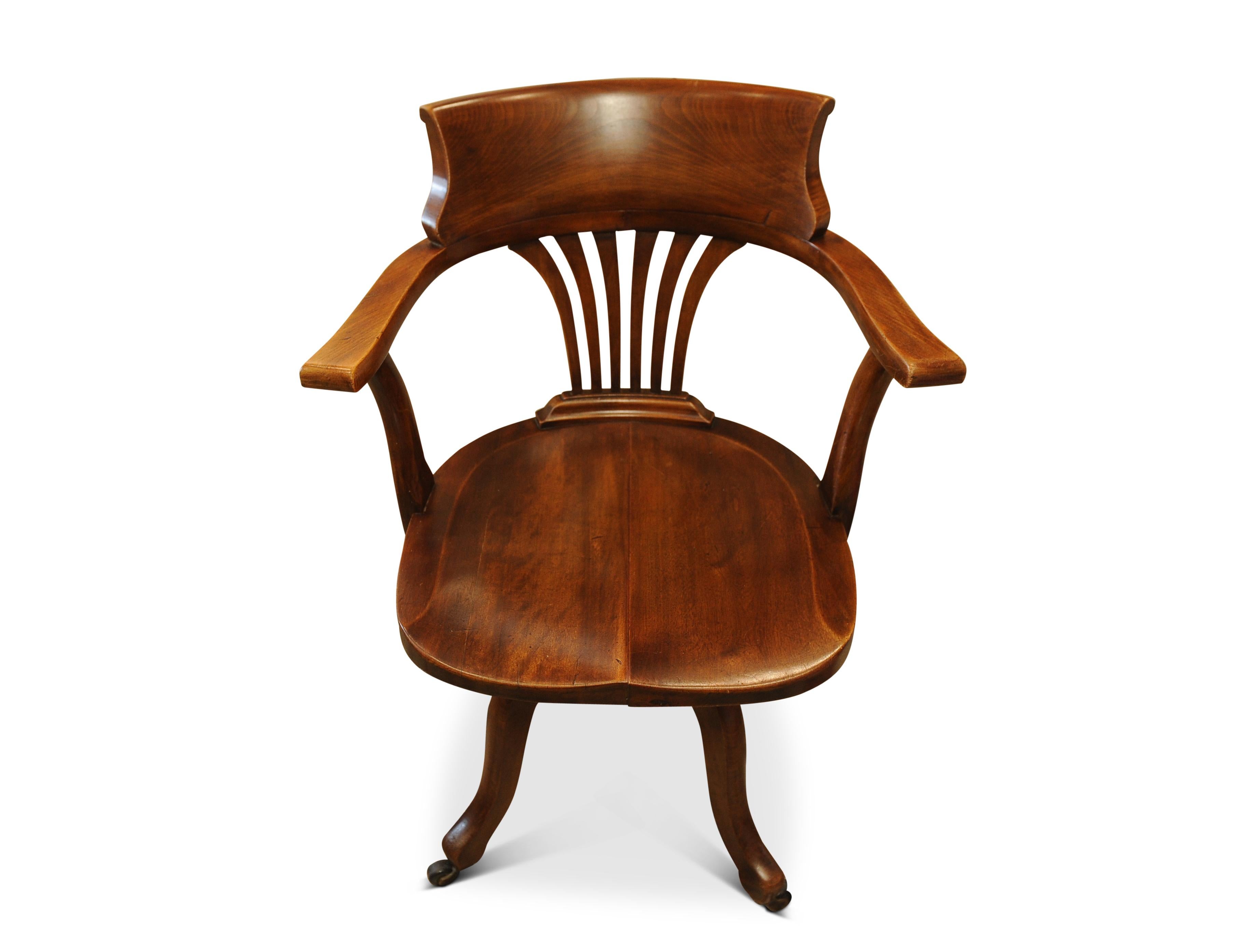 Silla de escritorio giratoria de caoba antigua victoriana hecha a mano Británico en venta