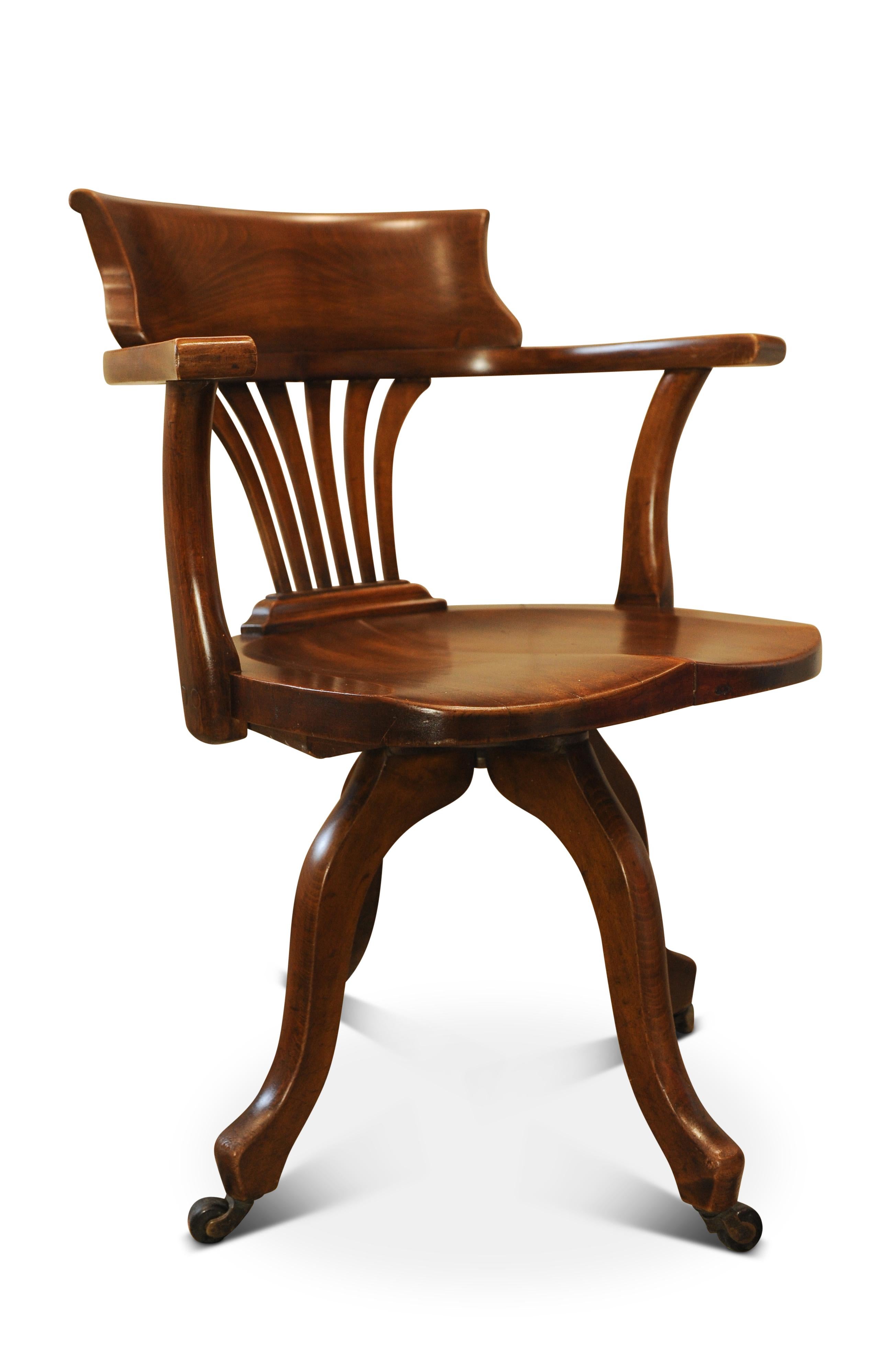 Silla de escritorio giratoria de caoba antigua victoriana hecha a mano en Bueno estado para la venta en Reading, Berkshire