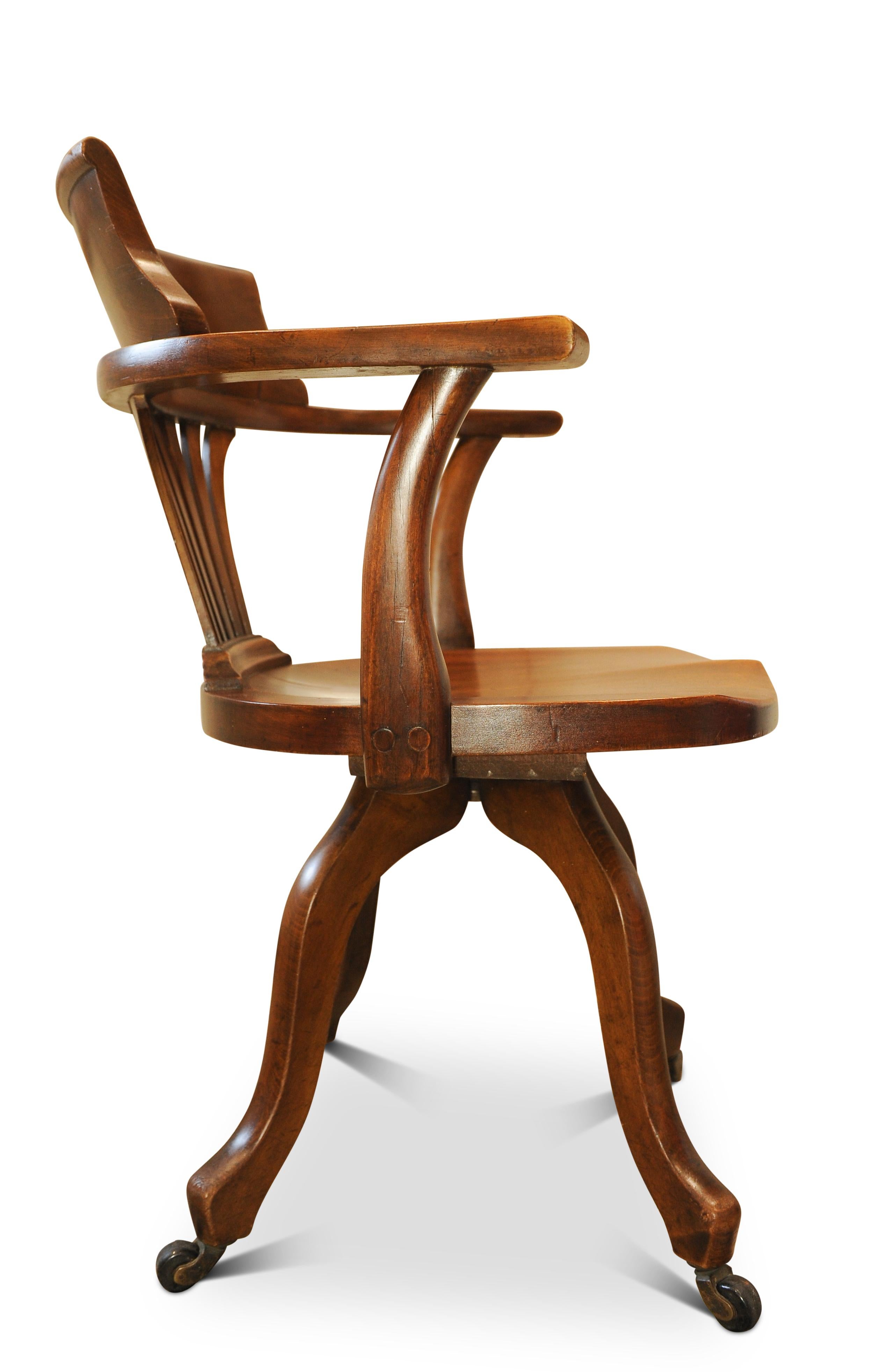 Silla de escritorio giratoria de caoba antigua victoriana hecha a mano Hierro en venta