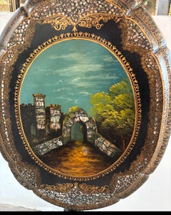 Antique Victorian Hand Decorated Inlaid Papier Mache Tea Supper Wine Table