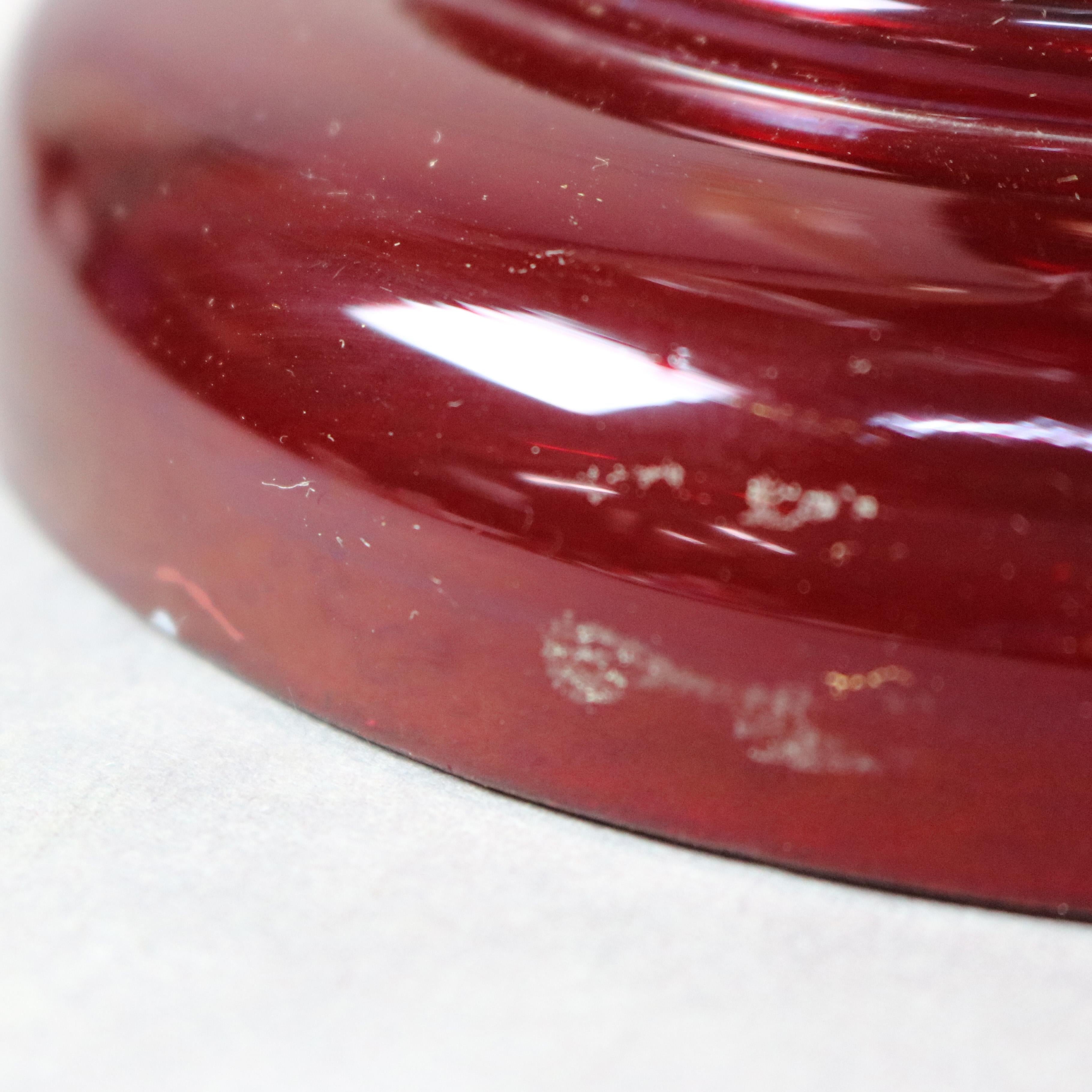 Antique Victorian Hand Painted Bohemian Cranberry Mantel Lusters, circa 1870 3