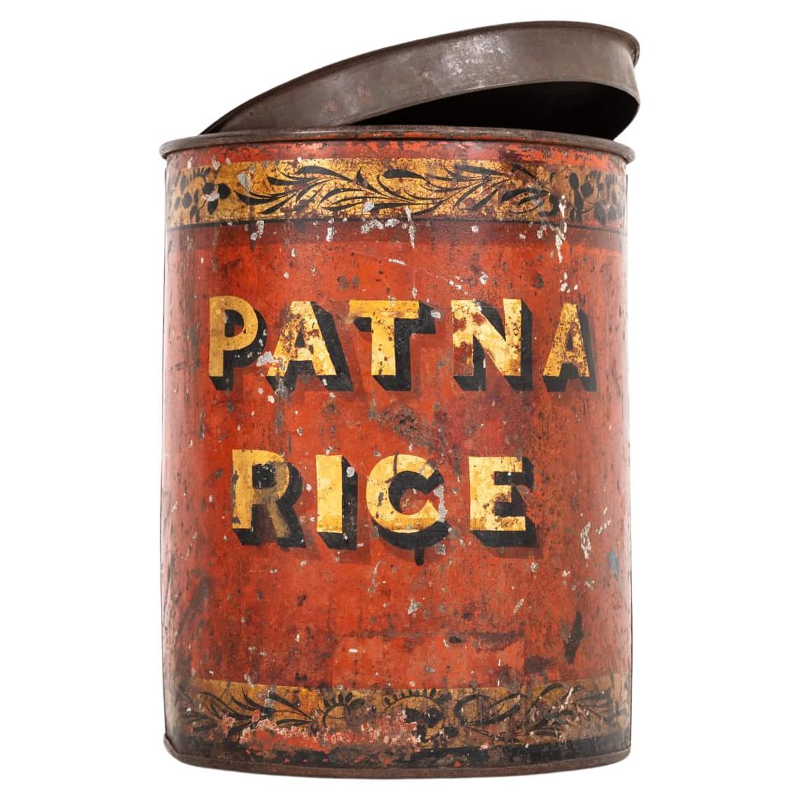 Antique Victorien 
Patna Rice
 Toleware Cannister peint à la main. c.1890. en vente