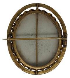 Antique Victorian Hand Painted Porcelain Cameo Lady Brooch Pin Portrait