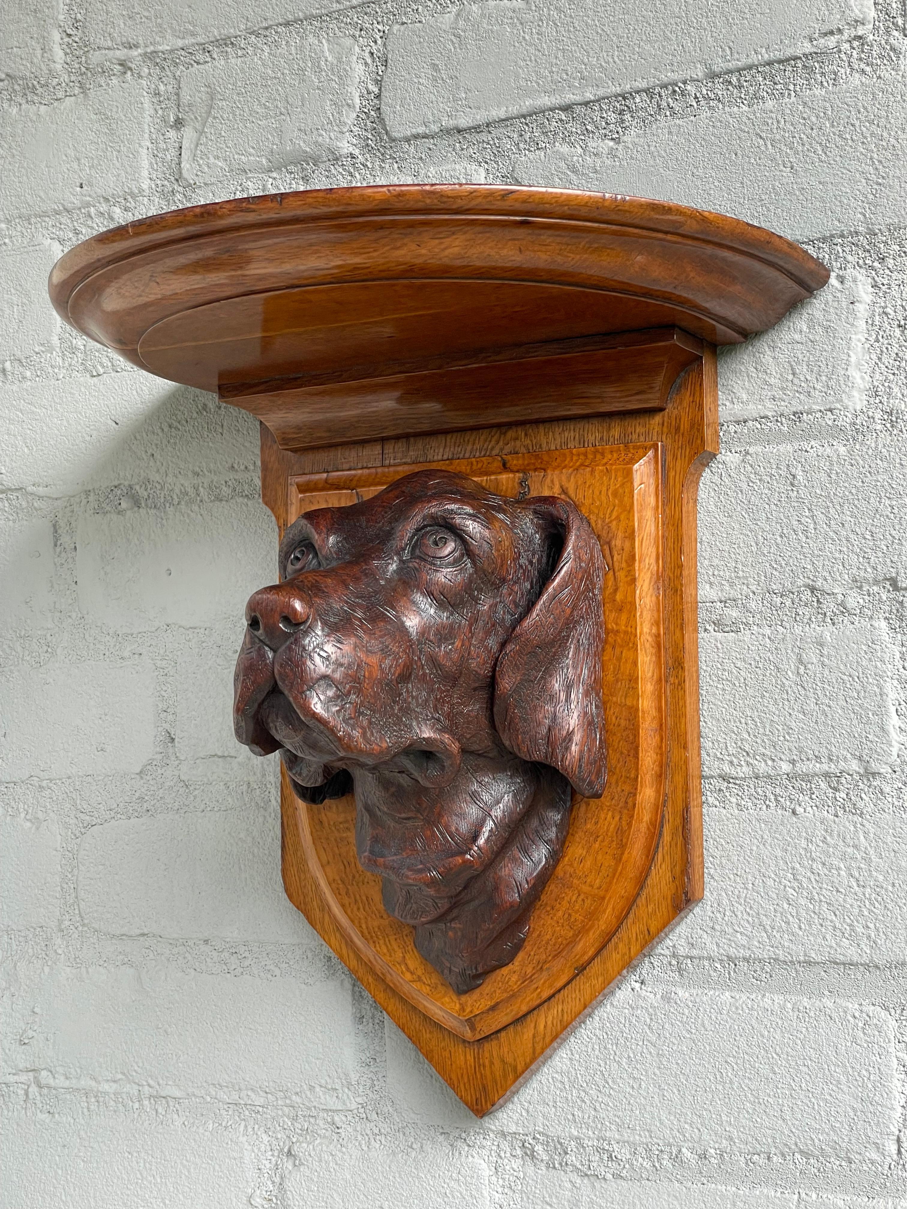 Antique Victorian Hand Carved Bird Dog Sculpture Wall Bracket By J. Easten 1882 1