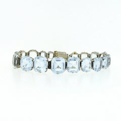 Antique Victorian Handmade 8k Gold GIA 25.0ctw Old Hand Cut Aquamarine Bracelet