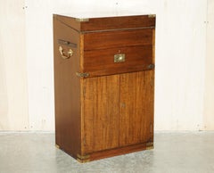 Antique Victorian Hardwood & Green Leather Military Campaign Davenport Desk