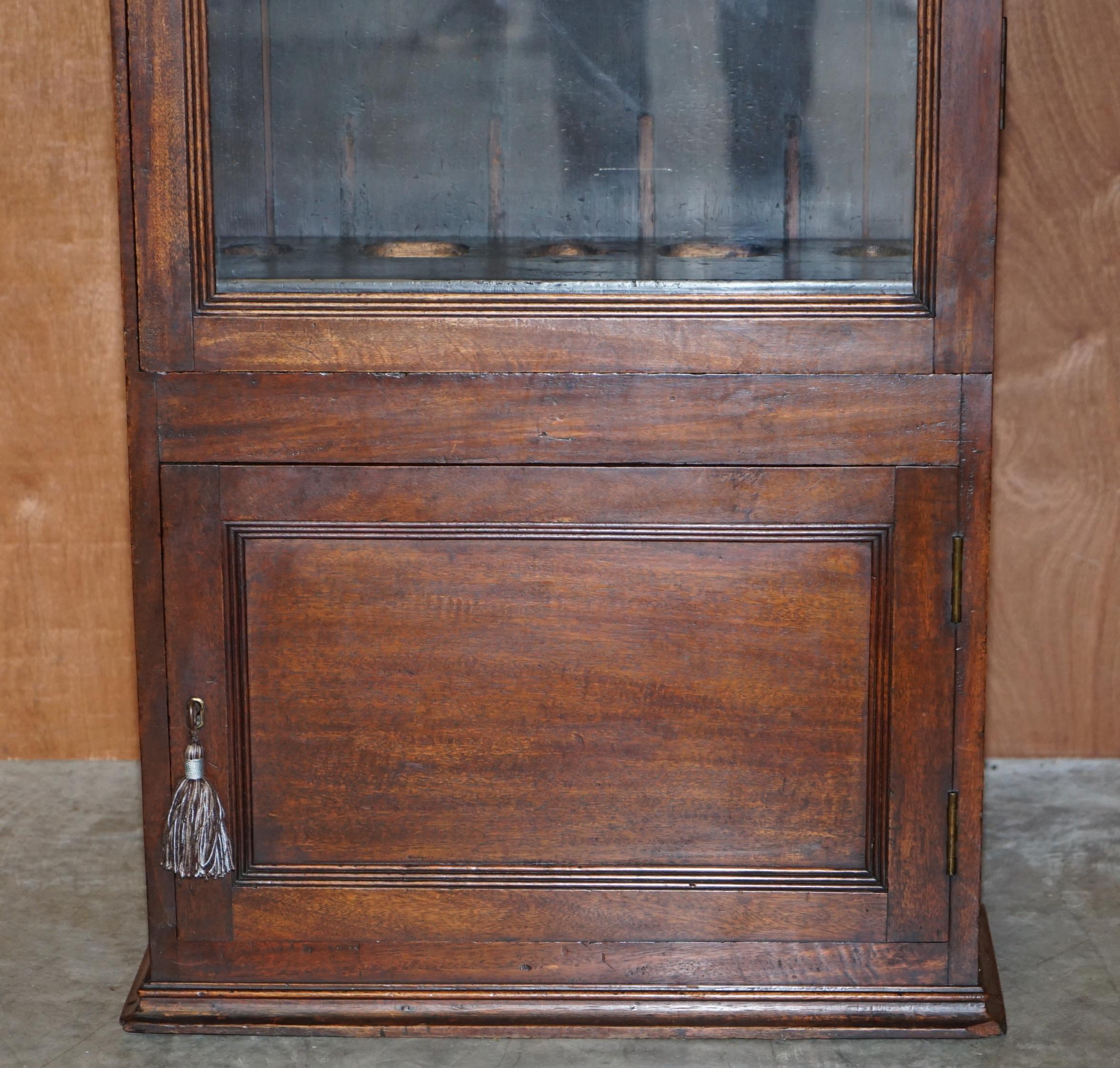 English Antique Victorian Hardwood Gun Case or Cupboard Converted into Library Bookcase