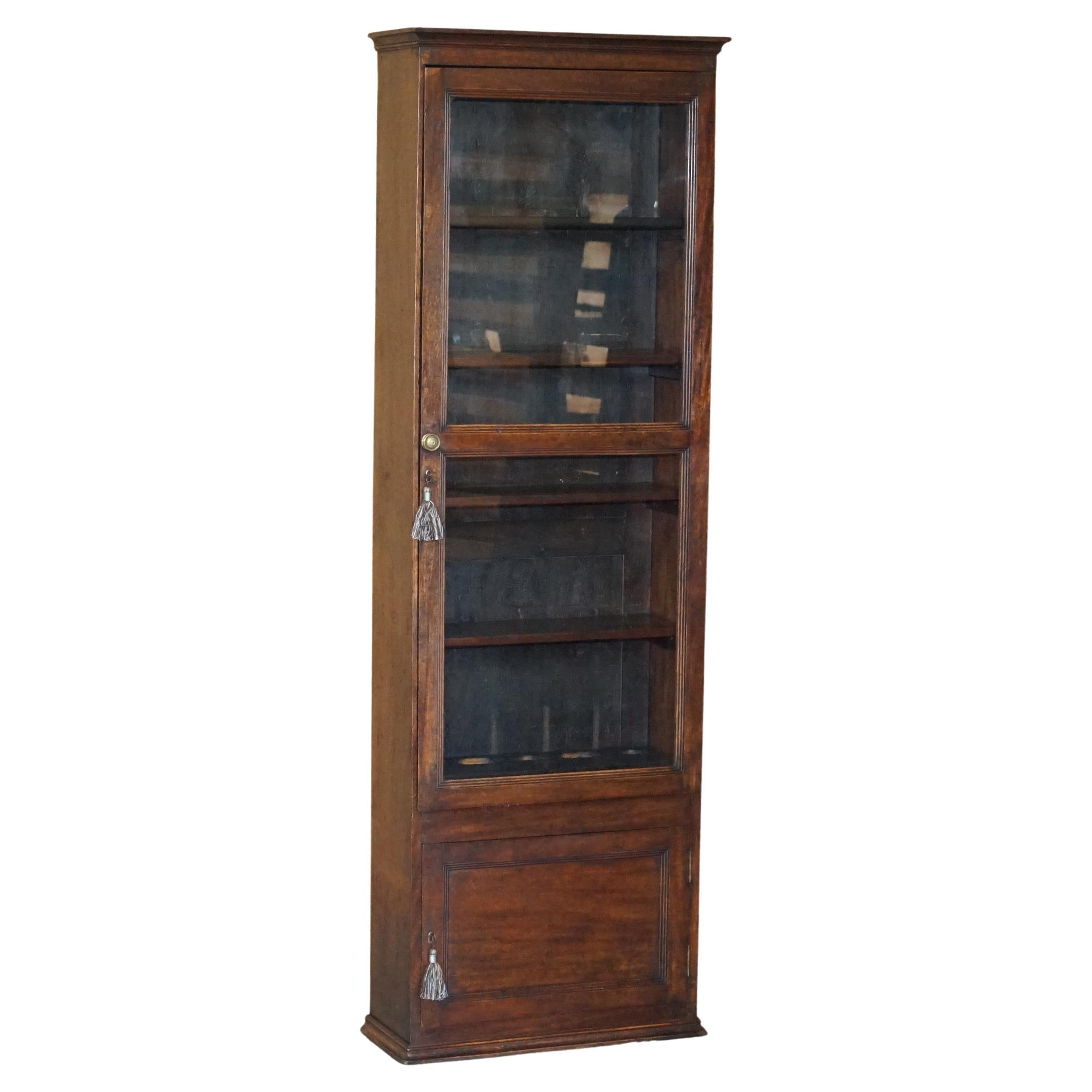Antique Victorian Hardwood Gun Case or Cupboard Converted into Library Bookcase