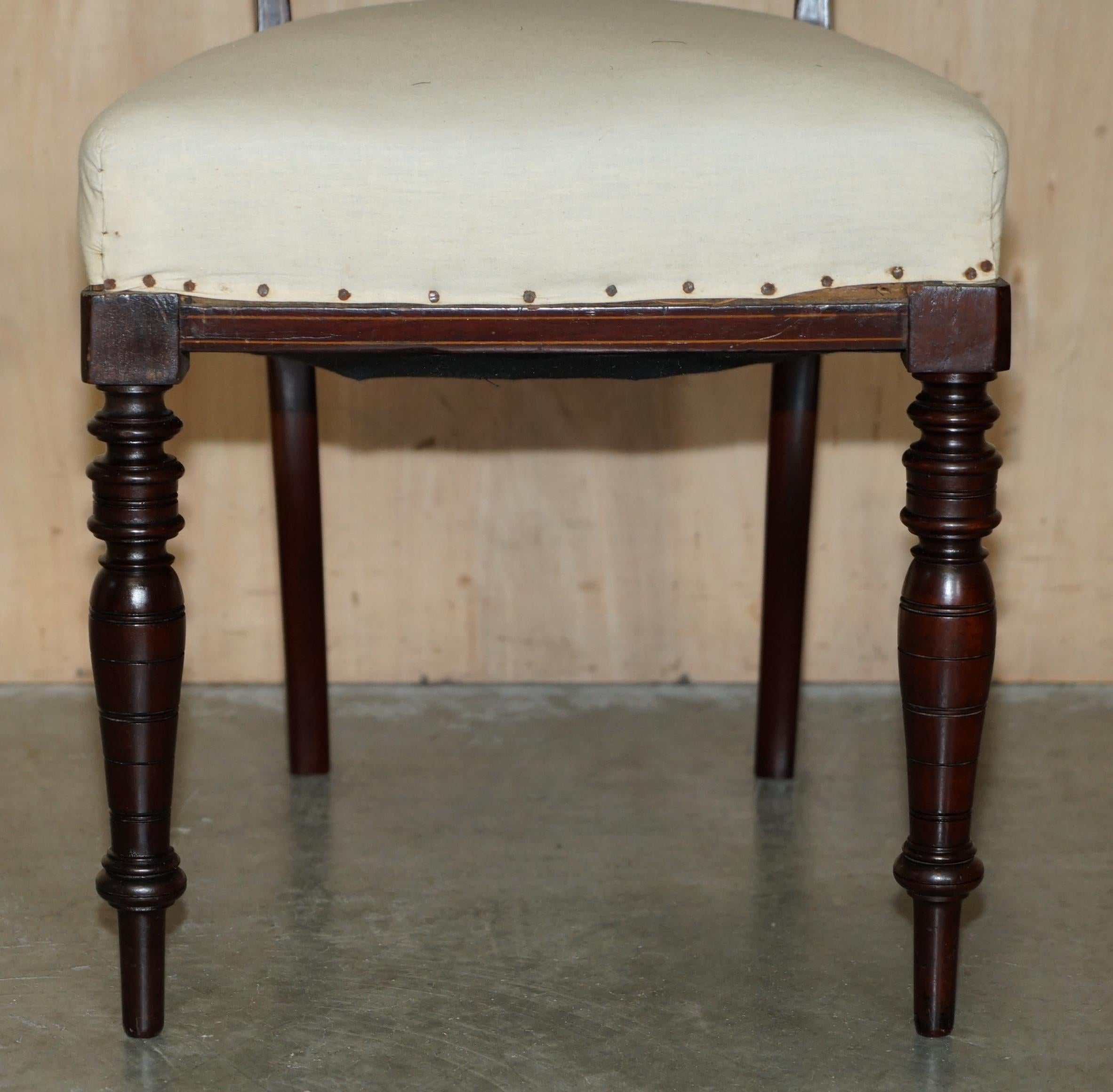 ANTIQUE VICTORIAN HARDWOOD SALON CHAIR WITH STUNNING INLAiD BACK PANEL For Sale 3