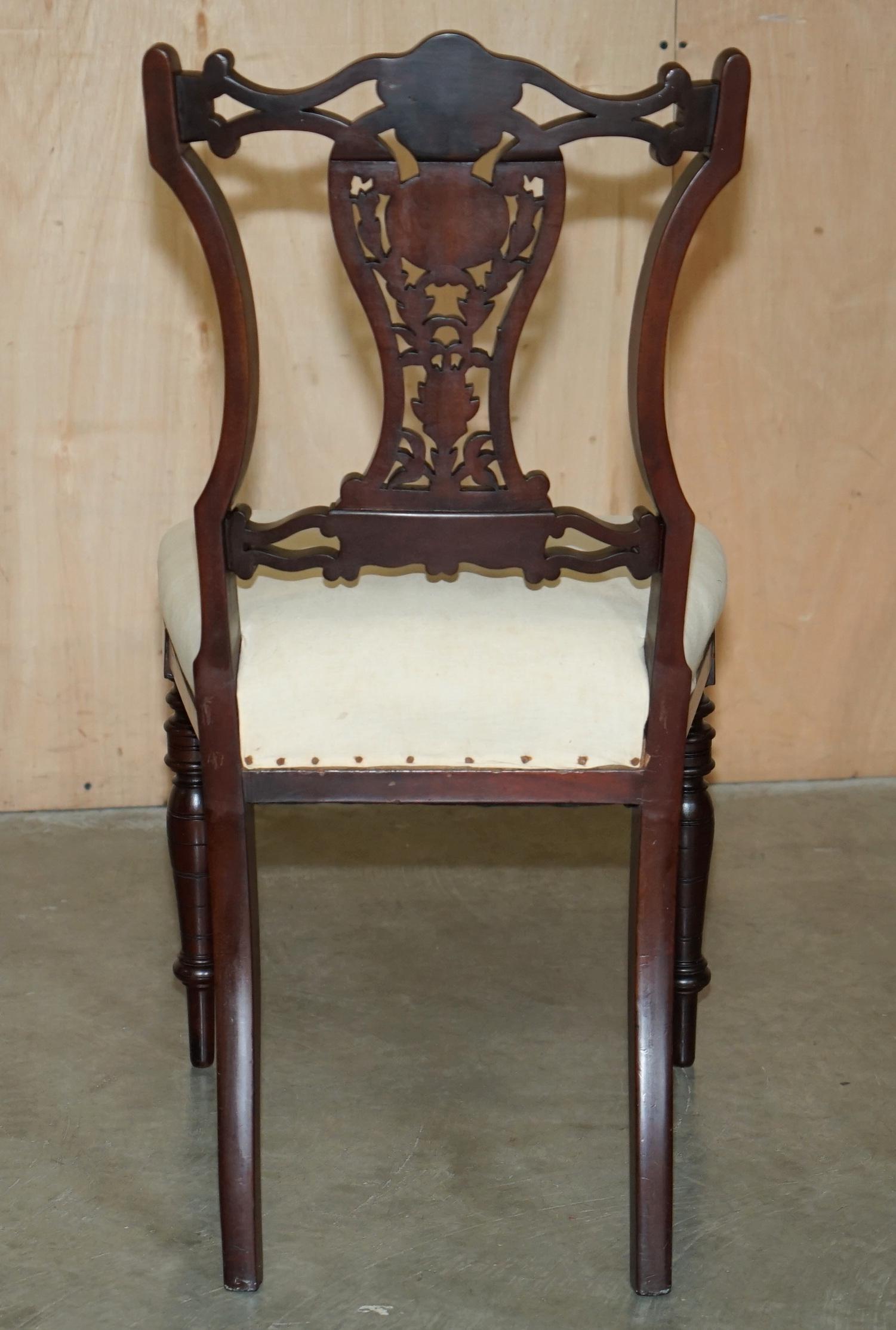 ANTIQUE VICTORIAN HARDWOOD SALON CHAIR WITH STUNNING INLAiD BACK PANEL For Sale 8