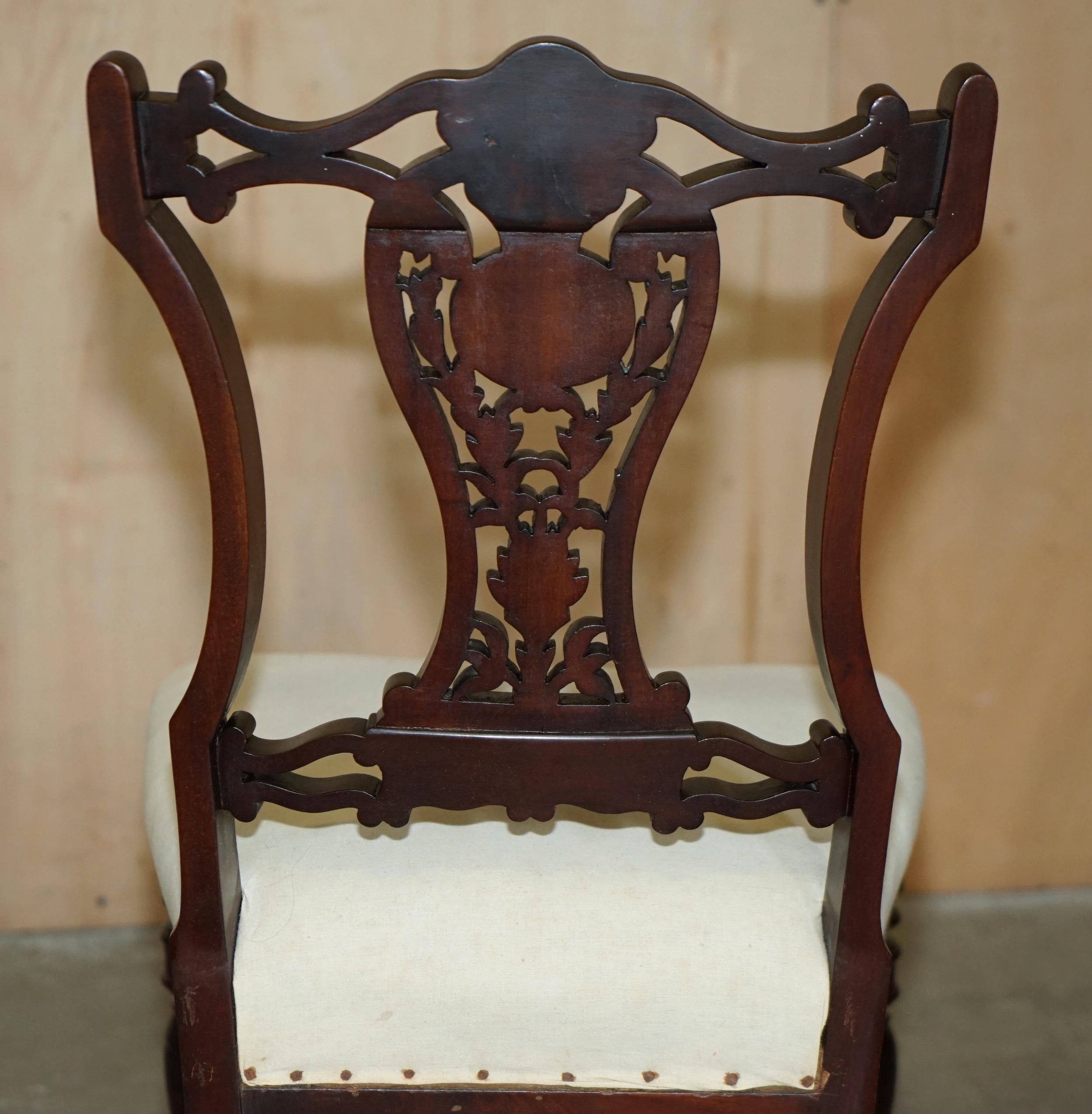 ANTIQUE VICTORIAN HARDWOOD SALON CHAIR WITH STUNNING INLAiD BACK PANEL For Sale 8