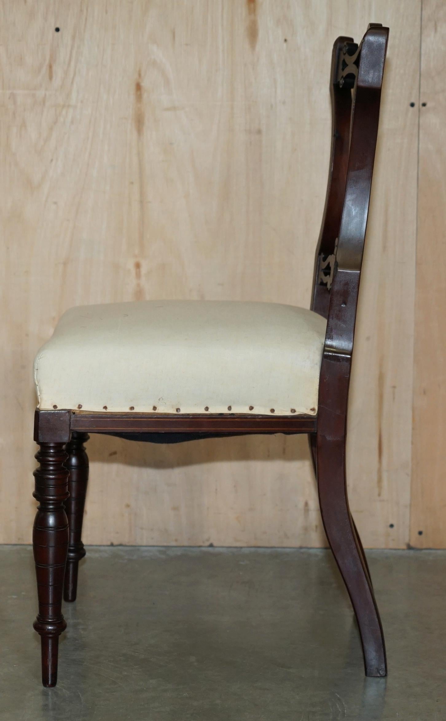 ANTIQUE VICTORIAN HARDWOOD SALON CHAIR WITH STUNNING INLAiD BACK PANEL For Sale 9