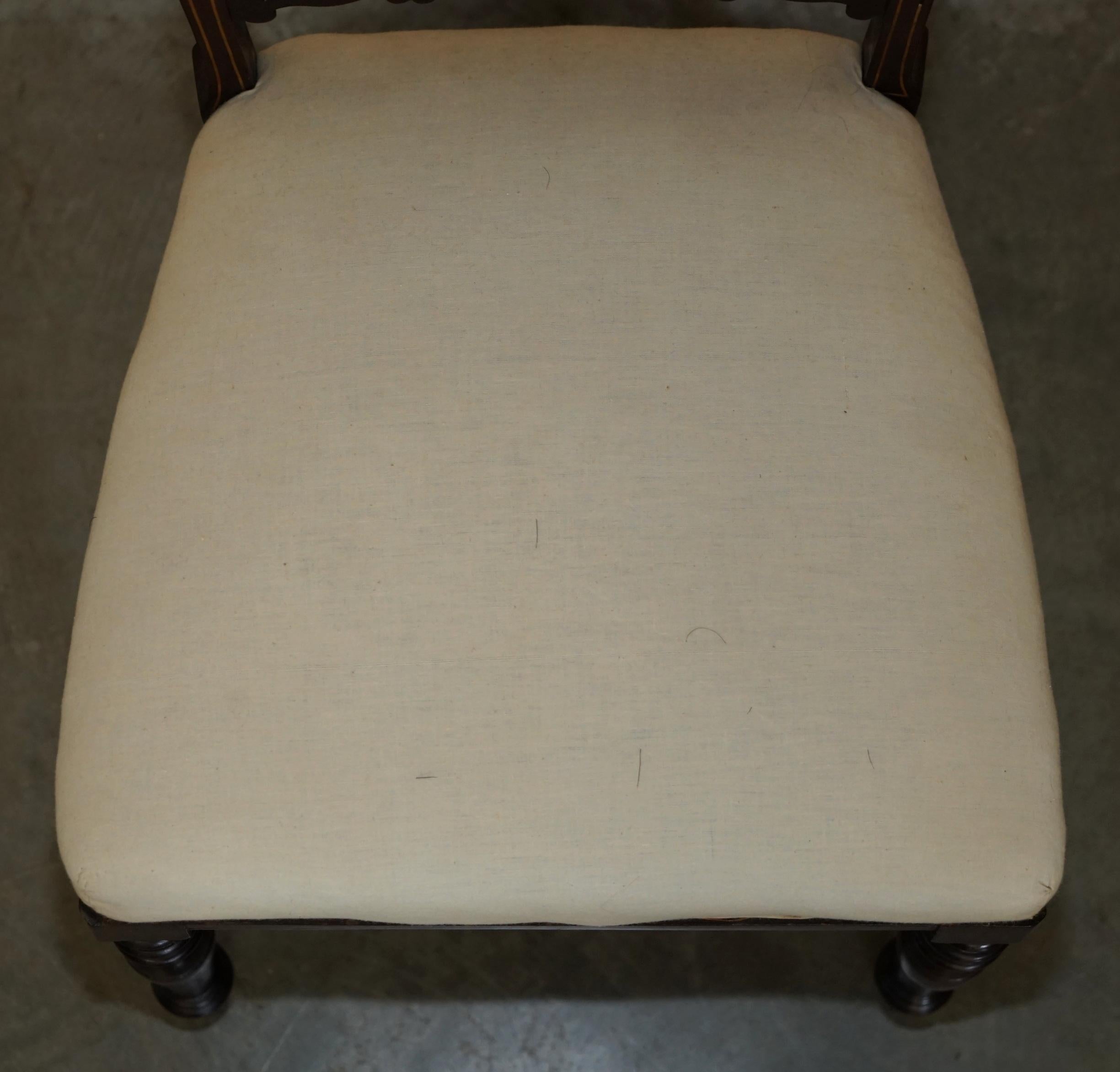 ANTIQUE VICTORIAN HARDWOOD SALON CHAIR WITH STUNNING INLAiD BACK PANEL For Sale 2