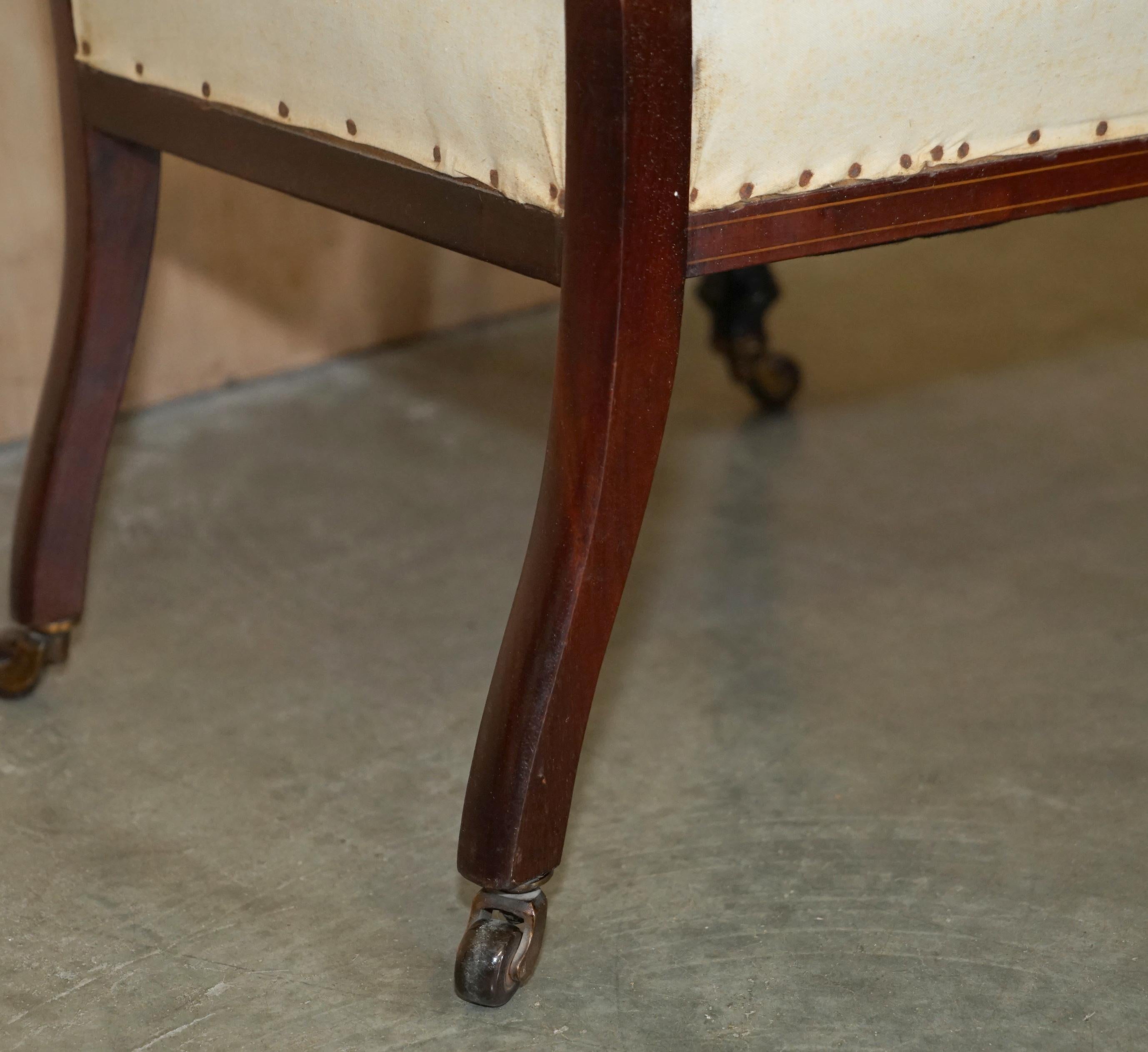 ANTIQUE VICTORIAN HARDWOOD SALON NURSING CHAIR WITH STUNNiNG INLAID BACK PANEL For Sale 7