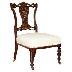 Ancienne chaise de nuit victorienne de style HARDWOOD SALON avec panneau de dos inversé