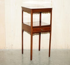 Antique Victorian Hardwood Single Drawer Tall Lamp Twin Top Table Plants Etc