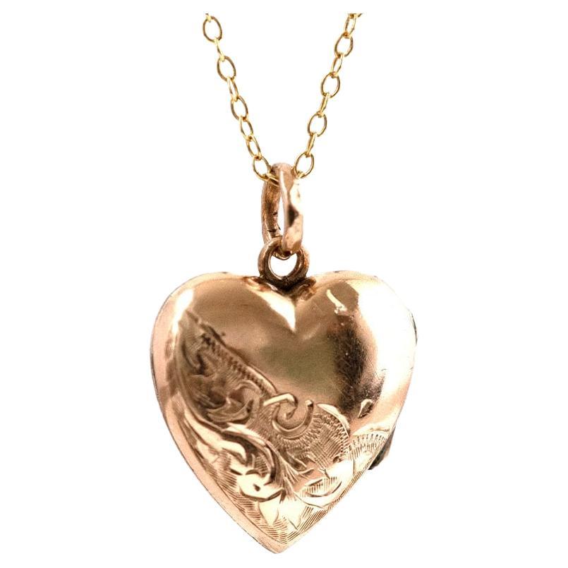 Antique Victorian Heart 9 Carat Gold Locket Necklace