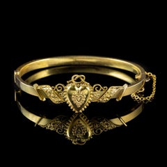 Antique Victorian Heart Bangle 15 Carat Gold, circa 1880