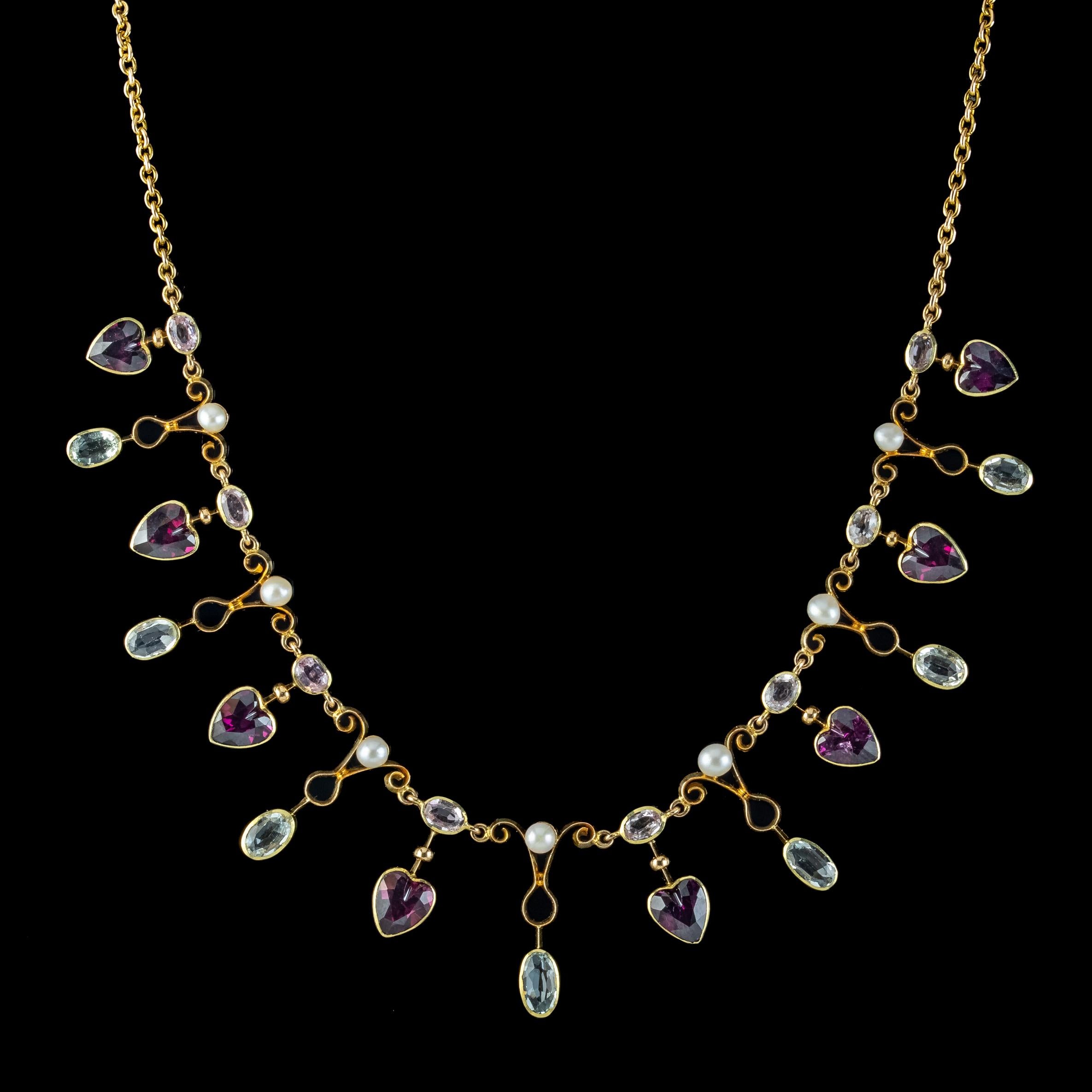 aquamarine and garnet necklace