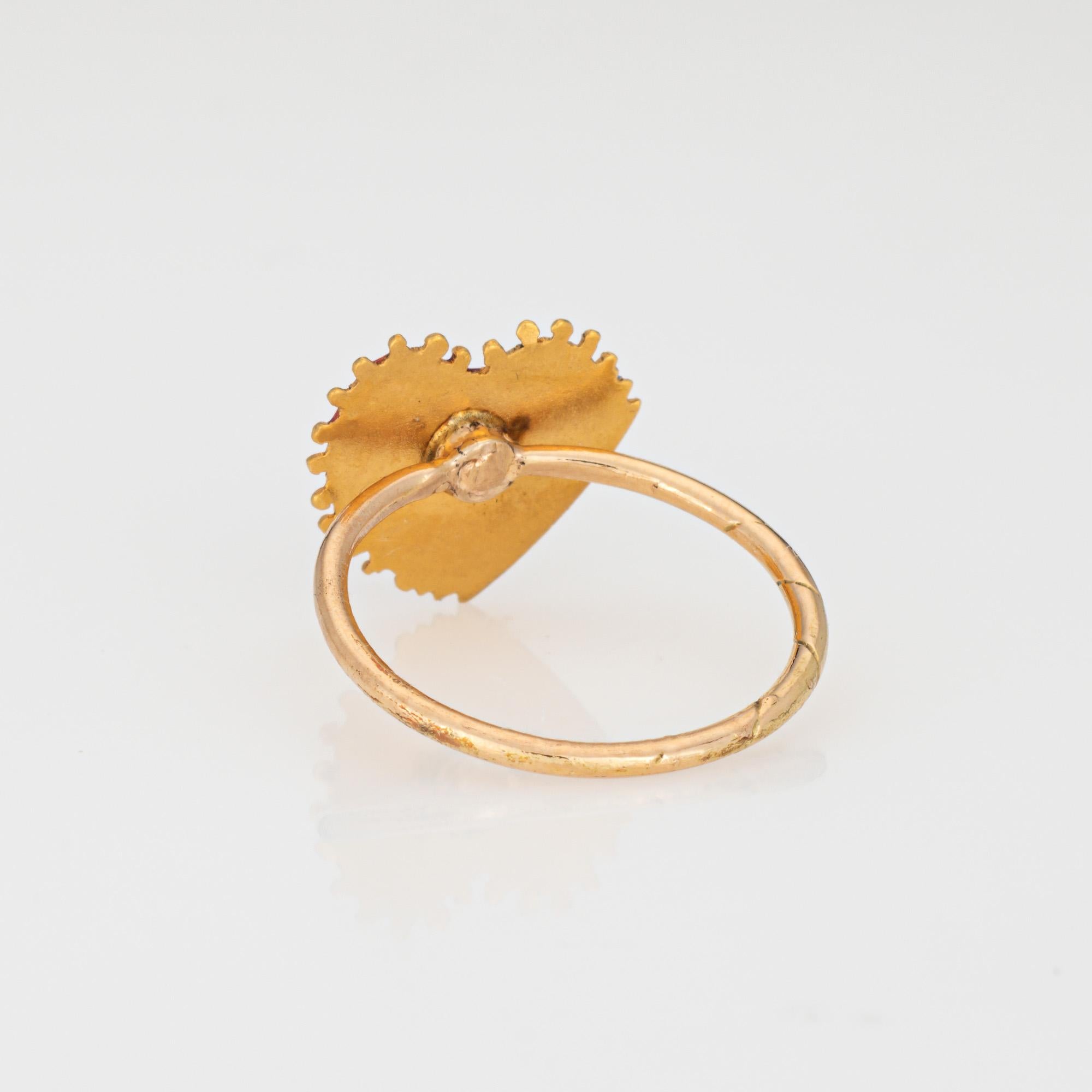 Antique Victorian Heart Enamel Conversion Ring 18k Yellow Gold Sz 3 Pinky 1