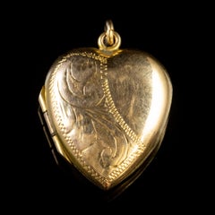 Vintage Victorian Heart Locket 9ct Yellow Gold Circa 1900